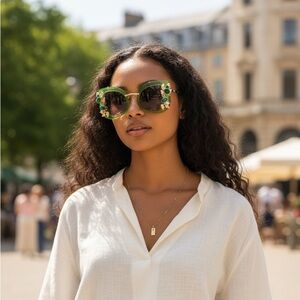 Fun Green Sunnies with Gemstone Accents